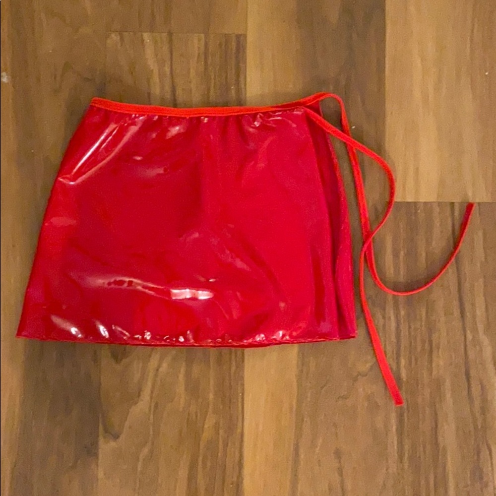 Red latex festival skirt